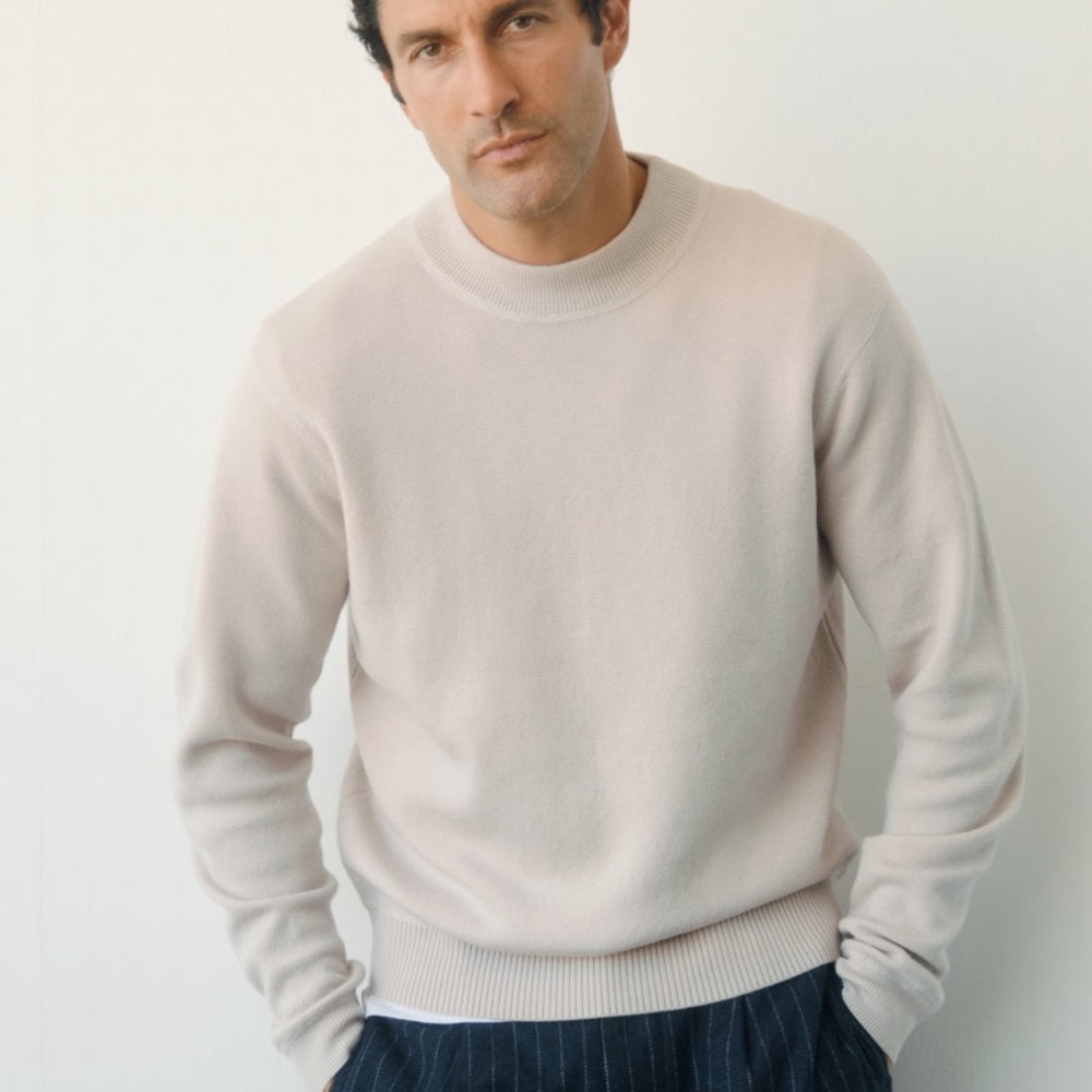 Gran Sasso Beige Virgin Wool Crewneck Sweater Large